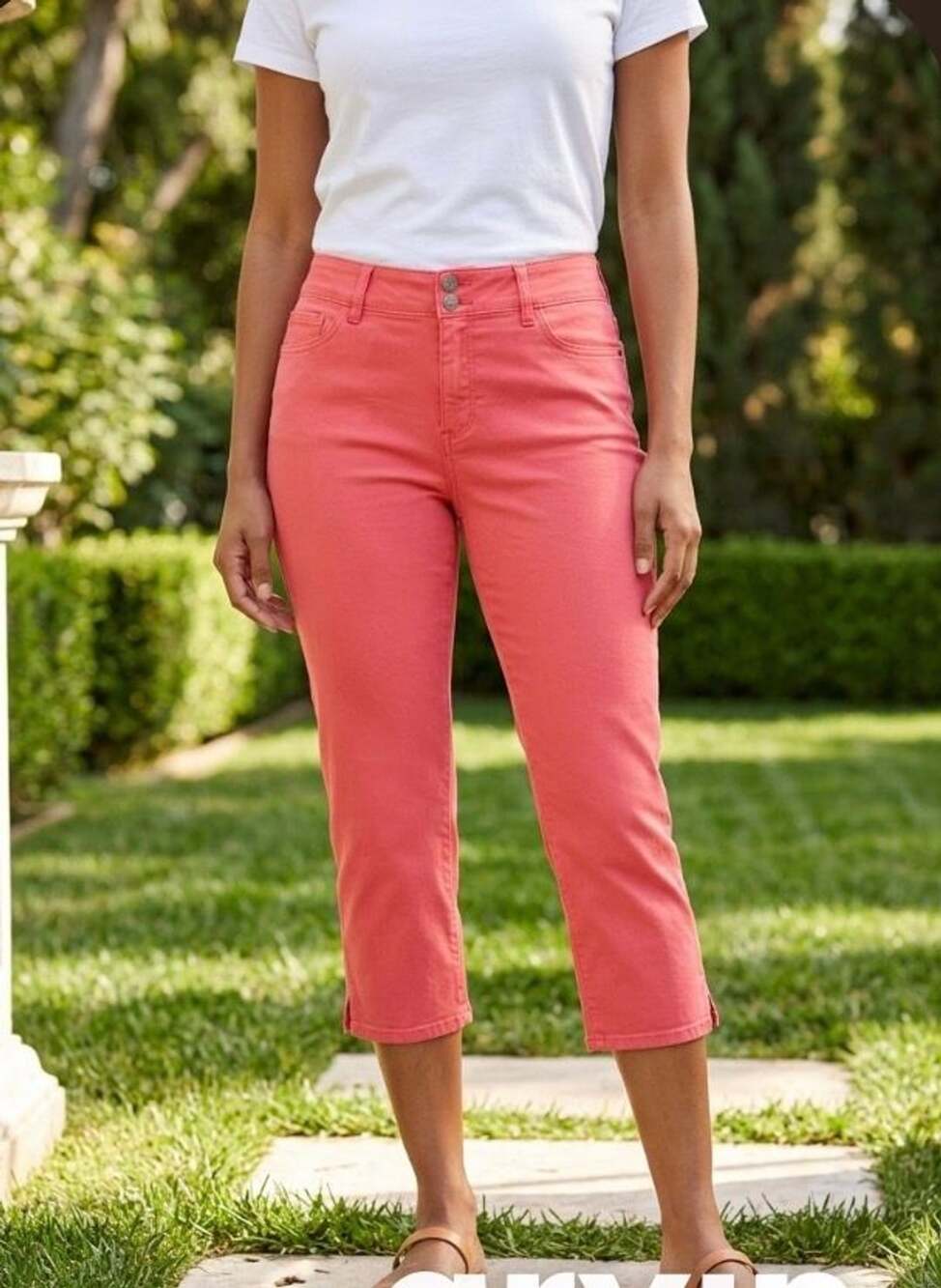 NYDJ Slim Capri Jeans Size 14 Pink Lift Tuck Technology